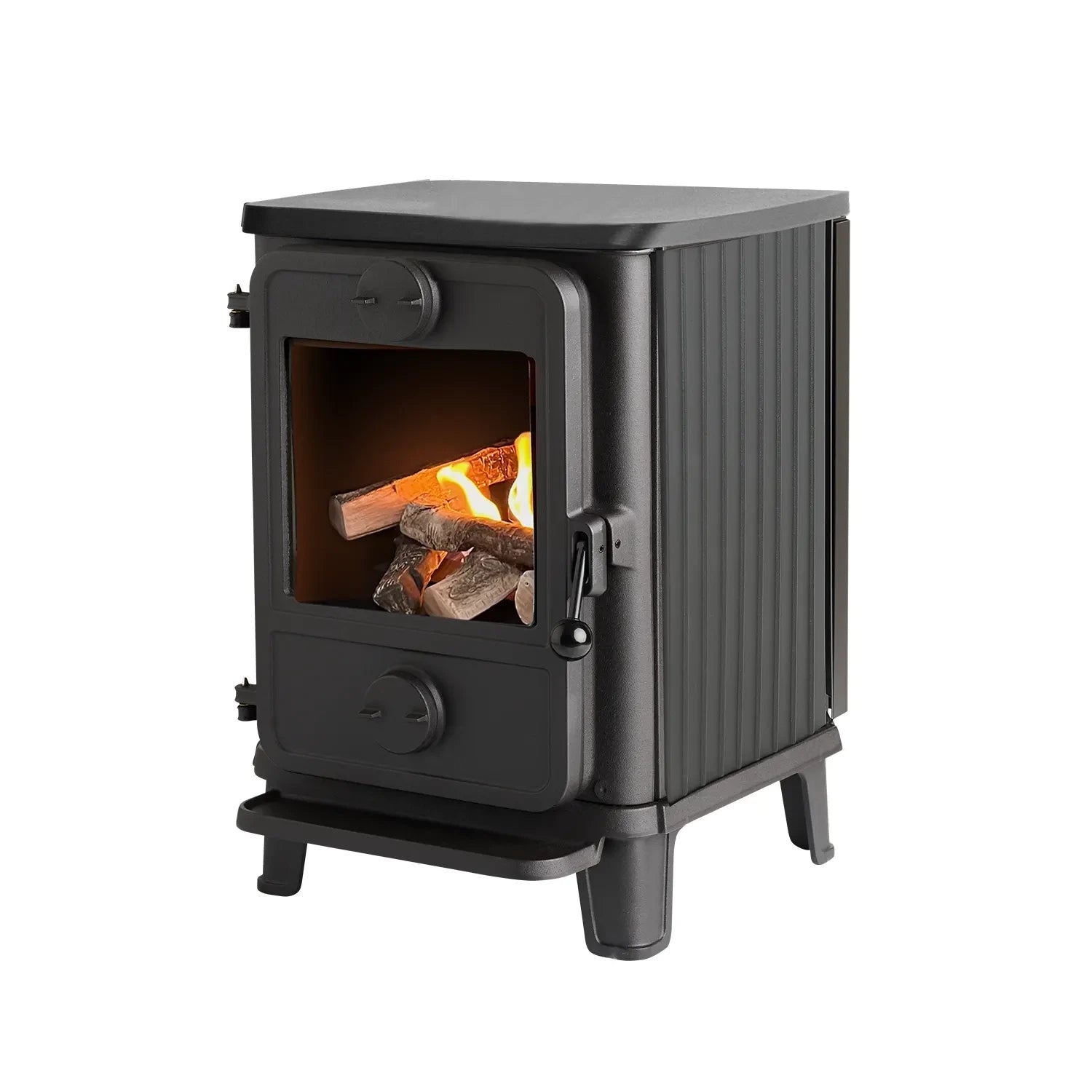 Black freestanding cast iron – Morsø 1010 with ribbed sides and 100 mm legs