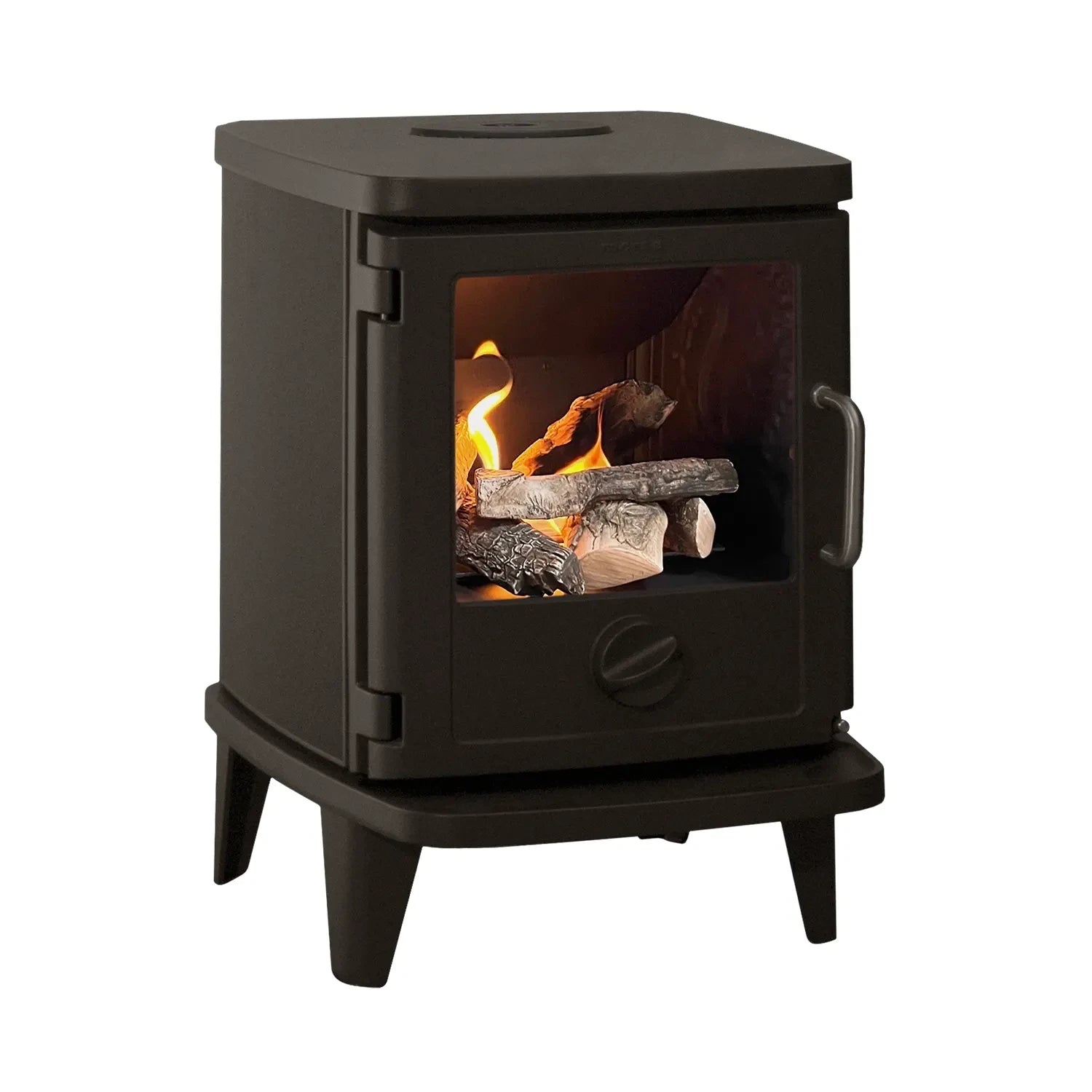 Morsø 3116 freestanding bioethanol fireplace in cast iron with ribbed sides and 150 mm legs