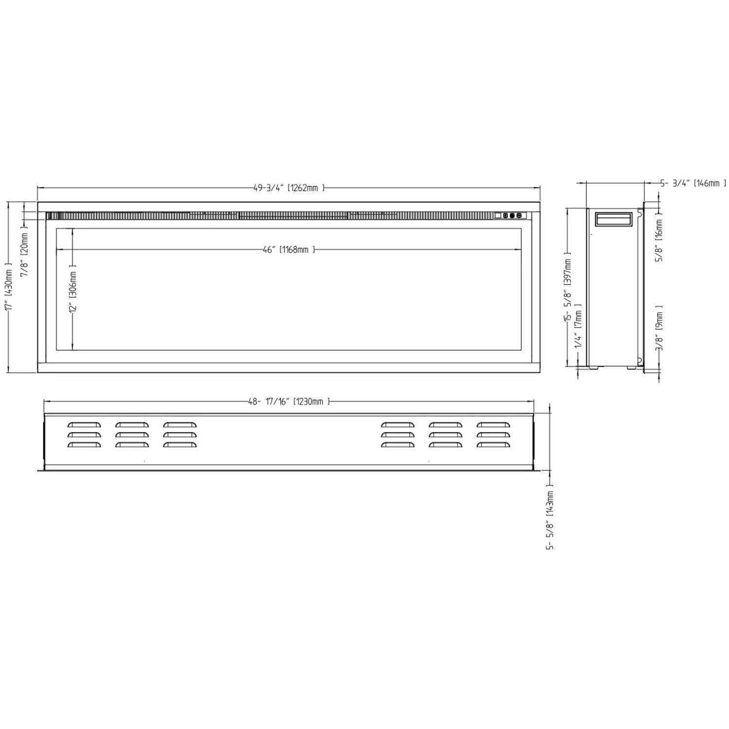 Royal električni kamin 50" – stenski kamin