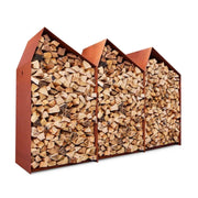 Sheddak 3 Houses Log Storage, a practical and sturdy solution for storing firewood in outdoor spaces like gardens and patios.