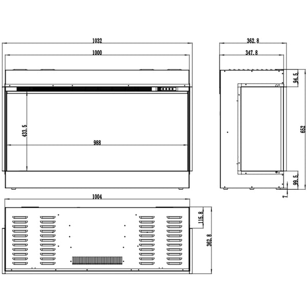 Superb 3D 100 cm vgradni električni kamin