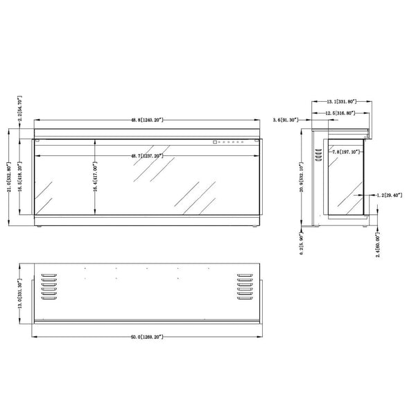 SuperB 50 - 124 cm vgradni električni kamin