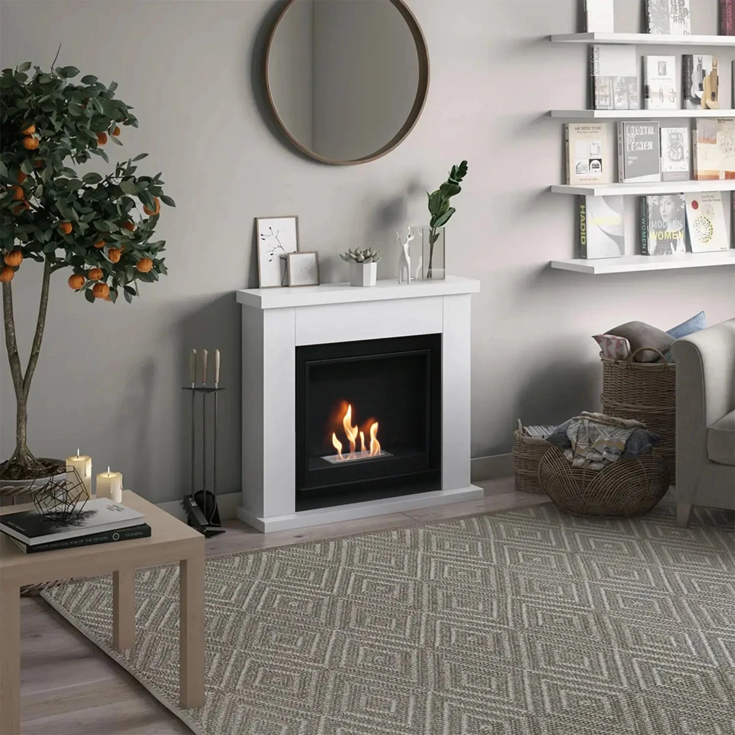 Frode Bioethanol Fireplace - White