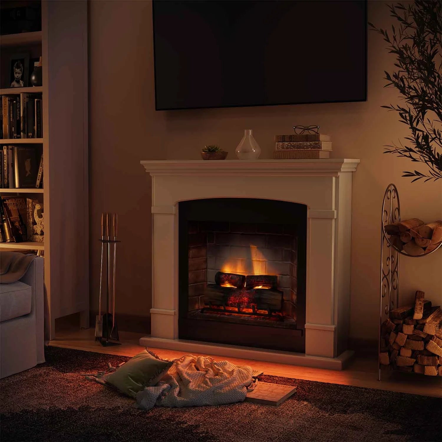 Helmi Electric Fireplace - White