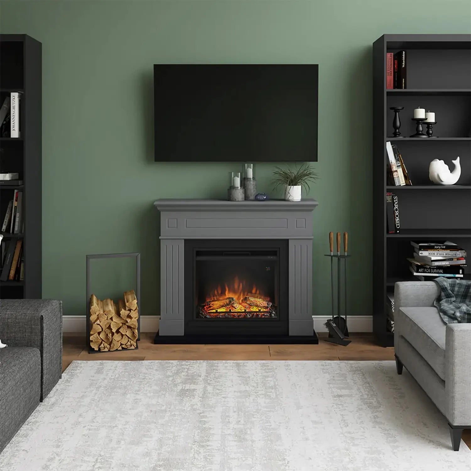 Larsen Electric Fireplace - Grey