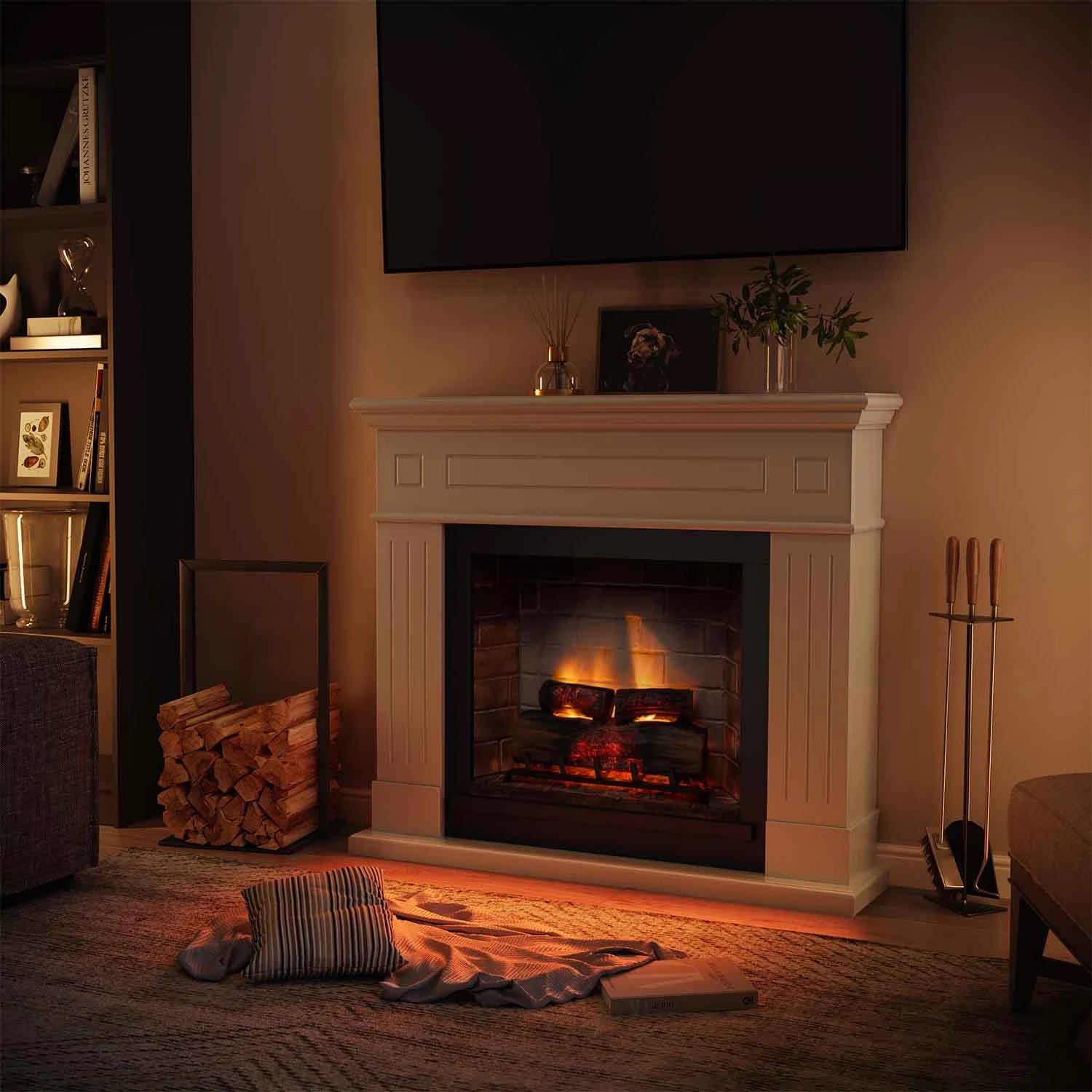Larsen Electric Fireplace - White