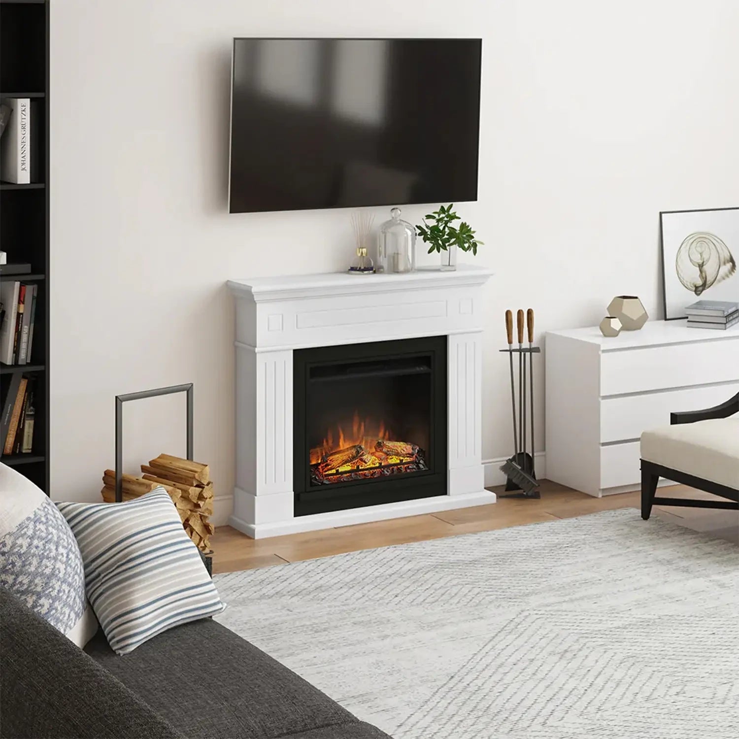 Larsen Electric Fireplace - White