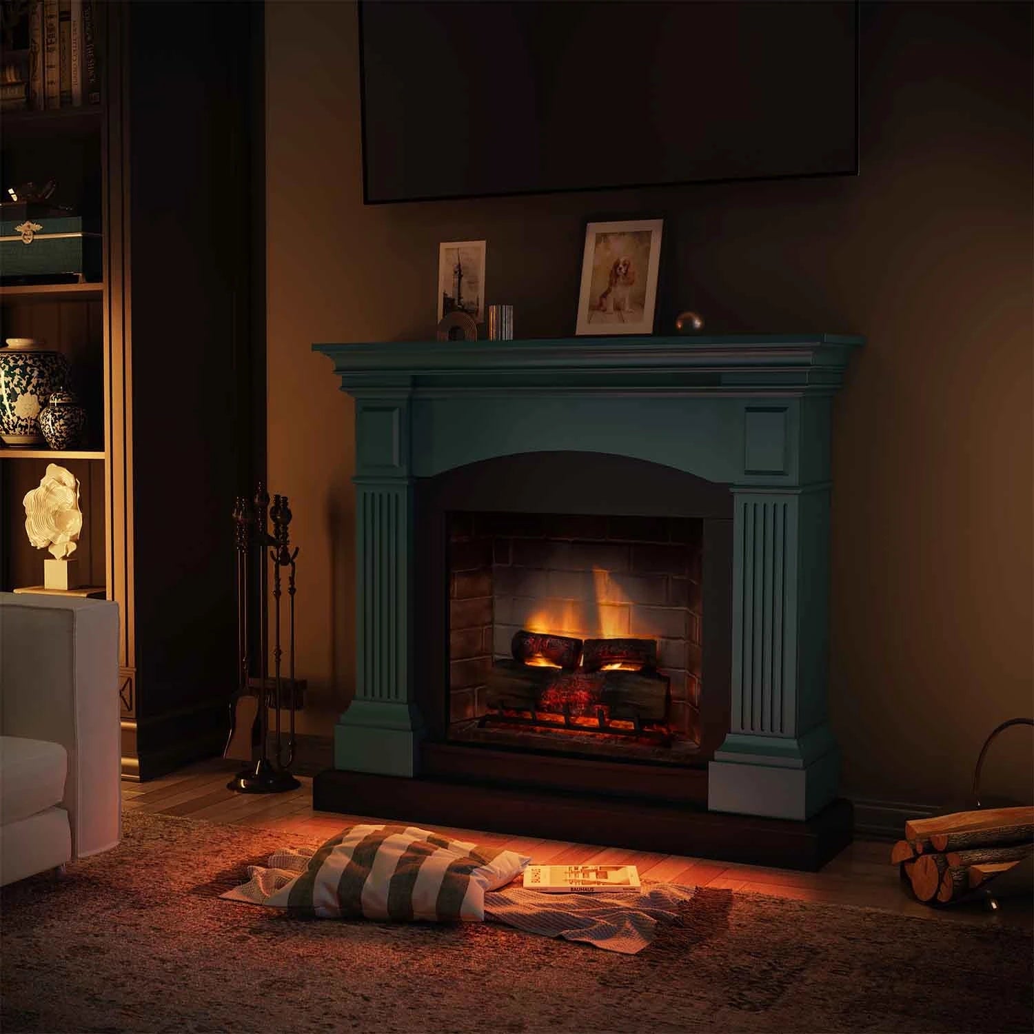 Magna Electric Fireplace - Turquoise