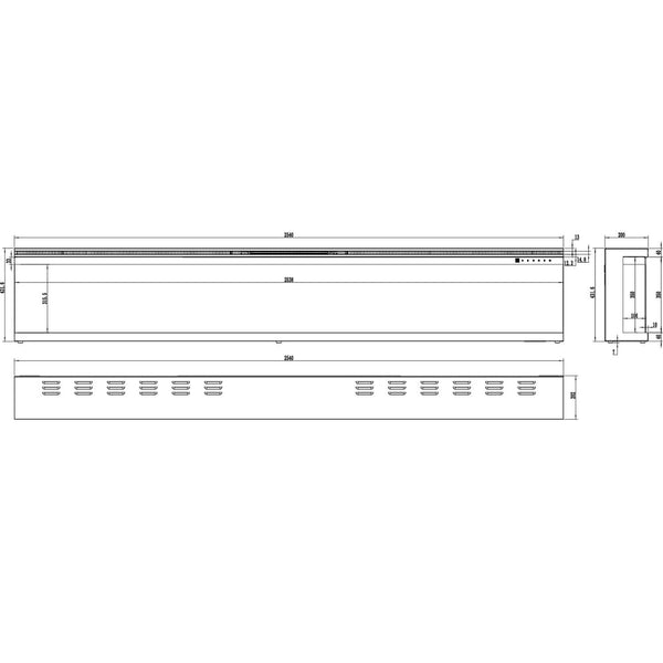 Unique 254 cm - Three-sided Electric Fireplace