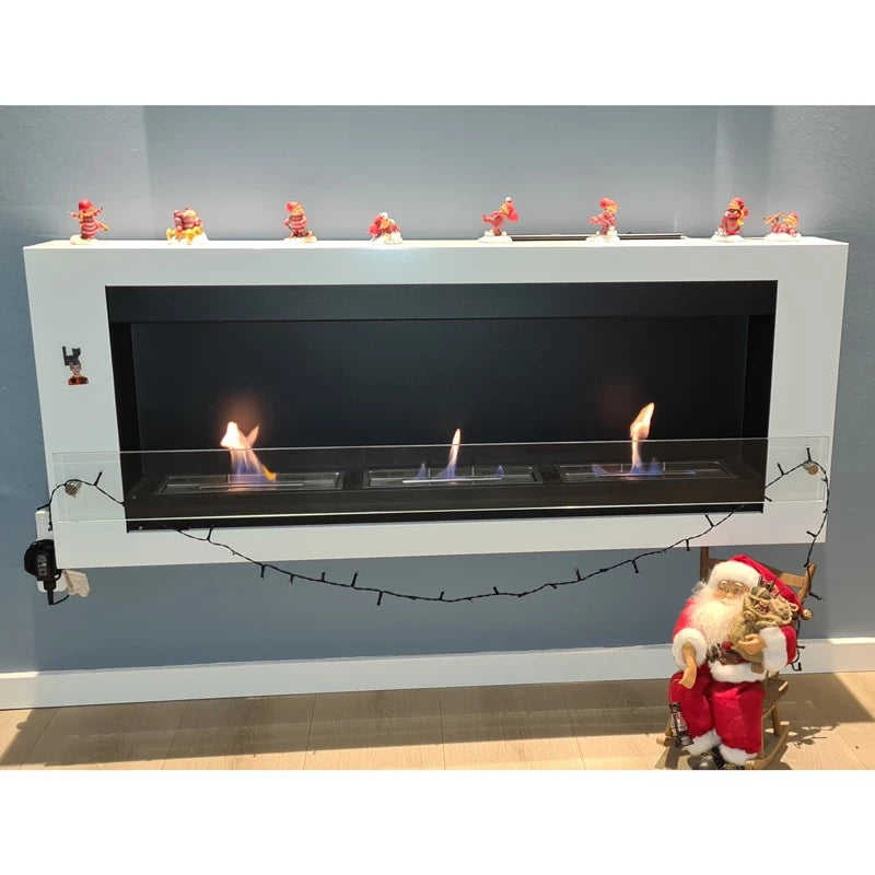 Velik stenski bio kamin - bel